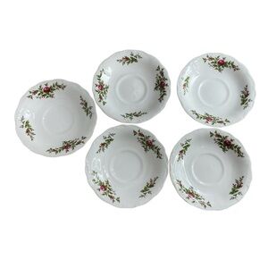 Vintage Johann Haviland Saucer Set of 5 Moss Rose Traditions Rose Floral